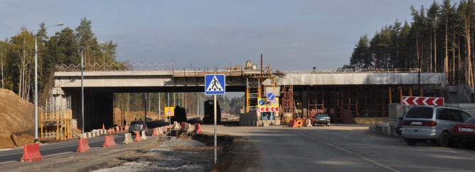 Строительство путепровода через Подушкинское шоссе