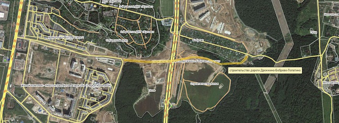 Ситуационный план а/д "Дрожжино - Боброво - Лопатино" с жилой застройкой